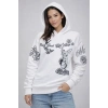 3 İplik Pamuklu Kapüşonlu Baskılı SweatShirt Hoodie - Beyaz