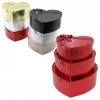 3PCS KALP PARLAK MİX RENKLİ - KABARTMA DESEN KARTON HEDİYE KUTUSU KURDELALI 31X28-27X24-23X20CM (4940)