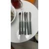 5 PARÇA  UZUN KAHVALTI BIÇAK - GRİ MERMER DESEN SAPLI 16.5 cm (4940)