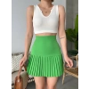 Altı pliseli mini etek yeşil s24705