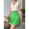 Altı pliseli mini etek yeşil s24705