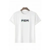 Anneler Günü Hediye Mom Çiçek Baskılı Oversize Bisiklet Yaka T-shirt - Beyaz