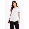 Basic T-Shirt Kısa Kol Bisiklet Yaka Oval Kesim Tişört - Beyaz