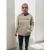 Baskılı Kapüşonlu Sweatshirt - Gri