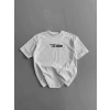 Baskılı Oversize Bisiklet Yaka T-shirt - Beyaz