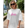 Baskılı Oversize T-shirt - Beyaz