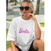 Baskılı Oversize T-shirt - Beyaz