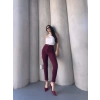 Bordo Renk Yüksek Bel Maskülen Kesim Kumaş Pantolon