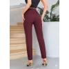 Bordo Renk Yüksek Bel Maskülen Kesim Kumaş Pantolon