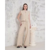 Broşlu yelek pantolon takım bej s255821