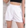 Çizgili düğmeli şort beyaz s2551251