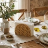 Dekoratif Plastik Rattan Yarım Yuvarlak Peçetelik–Doğal Hasır Dokulu Masaüstü Peçete Standı (4940)