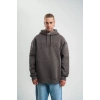 Double Oversize Kapşonlu Nakışlı SweatShirt - Füme
