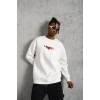 Erkek 3 İplik Gangster Baskılı Sweatshirt - Beyaz