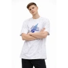 Erkek Asit Yıkamalı Oversize Tişört Future Worlds Baskılı Bisiklet Yaka Kısa Kollu Streetwear %100 Pamuk Street Style T-Shirt - Beyaz