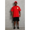 Erkek Baskılı T-Shirt Kısa Kol Bisiklet Yaka Regular Fit Rahat Kalıp Günlük Tişört - Kırmızı