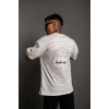 Erkek Bisiklet Yakalı Sırt Baskılı Oversize T-Shirt - Beyaz