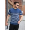 Erkek çizgi Desenli Bisiklet Yaka Kısa Kollu T-sihrt