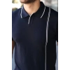 Erkek Çizgi Detaylı Yakalı Triko Tişört