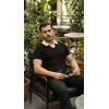 Erkek Desenli Kısa Kollu Triko Tişört - %100 Pamuk Akrilik
