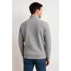 Erkek Dik Yaka Sweatshirt Dik Yaka Yarım Fermuarlı 3 İplik Şardonlu Pamuk Kumaş - Gri