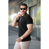 Erkek Dikey Kabartmalı Örgü Dokulu Fermuar Yakalı Tişört