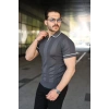 Erkek Dokulu Desen Yakalı Kısa Kollu Tişört
