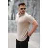 Erkek Düğme Yakalı Jakar Kumaş Kısa Kollu Tişört