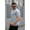 Erkek Fermuar Yakalı çizgi Detaylı Kısa Kollu Tişört