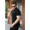 Erkek Fermuar Yakalı çizgi Detaylıkısa Kollu Tişört