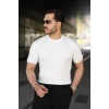 Erkek Fitilli Bisiklet Yaka Kısa Kollu Tişört