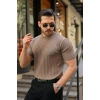 Erkek Fitilli Bisiklet Yaka Kısa Kollu Tişört