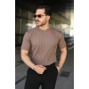 Erkek Fitilli Bisiklet Yaka Kısa Kollu Tişört