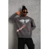 Erkek Güvercin Baskılı Sweatshirt - Gri