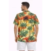 Erkek Hawaii Tarz Tropikal Palmiye Desenli Kısa Kol Gömlek Rahat Kalıp Yazlık - Desenli