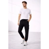 Erkek Jogger Eşofman Altı Regular Fit , Kargo Cepli, Lastikli Paça, Günlük Spor Pantolon - Siyah
