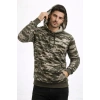 Erkek Kamuflaj Desenli 2 İplik 4 Mevsim Kapüşonlu Kanguru Cepli Hoodie Sweatshirt - Kamuflaj