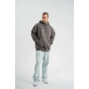 Erkek Kapşonlu Double Oversize Dijital Patchli SweatShirt - Füme