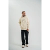 Erkek Kapşonlu Double Oversize Dijital Patchli SweatShirt - Krem