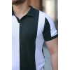 Erkek Kısa Kollu Polo Yakalı Blok Desenli Triko Bluz