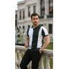 Erkek Kısa Kollu Polo Yakalı Blok Desenli Triko Bluz