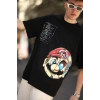 Erkek Mario Baskılı Oversize T-Shirt - Siyah
