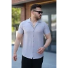 Erkek Ottoman Kumaş Apaj Yaka Kısa Kollu Gömlek
