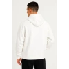 Erkek Ovarsize Kapüşonlu Swetshirt Kanguru Çepli Cıtcıtlı 3 Iplik Şardonlu Hoodie - Beyaz