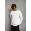 Erkek Oversize Sweatshirt – Beyaz Renk  Ön Ve Sırt Baskılı, Üç İplik İçi Pamuklu Kumaş, Rahat Kalıp, Ribanalı Kışlık Sweat  Winagain Polizei Serisi - Beyaz