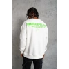 Erkek Oversize Sweatshirt – Beyaz Renk  Ön Ve Sırt Baskılı, Üç İplik İçi Pamuklu Kumaş, Rahat Kalıp, Ribanalı Kışlık Sweat  Winagain Polizei Serisi - Beyaz