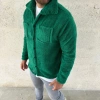 Erkek Pelüş Polar Hırka Gömlek – Yakalı, İlik Düğmeli, Göğüs Cepli, Yumuşak Dokulu Kışlık Regular Fit Rahat Günlük Model - Çimen Yeşili