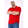 Erkek Pike Kumaş Düğmeli Yaka Battal Büyük Beden Günlük Kısa Kol Tişört T-shirt - Kırmızı