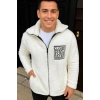 Erkek Polar Fermuarlı Sweatshirt – Kapüşonsuz, Cepli, Yumuşak Dokulu, Oversize Rahat Kalıp, Kışlık Sıcak Tutan Fermuarlı Üst - Beyaz
