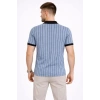 Erkek Polo Yaka Çizgili Tişört Kısa Kol Düğmeli Yazlık T-Shirt - Bebek Mavisi
